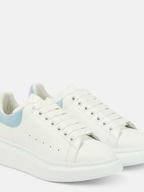 Alexander McQueen White Leather Sneakers with Light Blue Heel Tab (Used)